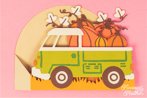 Truck with Pumpkins Card SVG