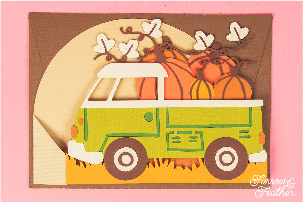 Truck with Pumpkins Card SVG