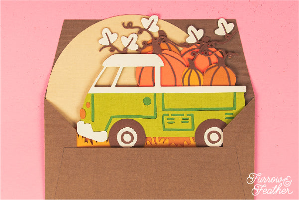 Truck with Pumpkins Card SVG