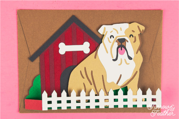 Dog House Card SVG - English Bulldog