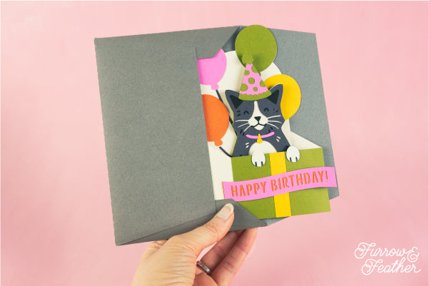 Happy Birthday Cat Card SVG
