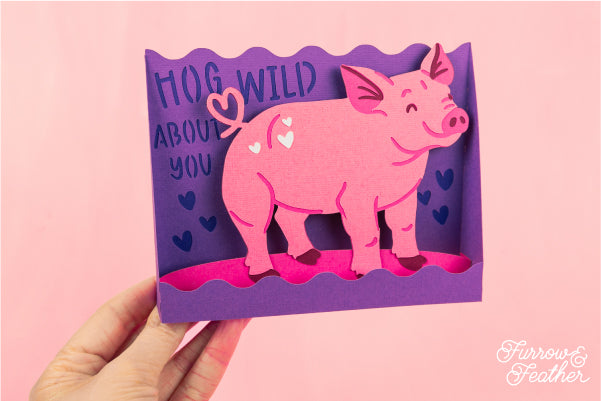 Valentine's Day Hog Wild About You Card SVG