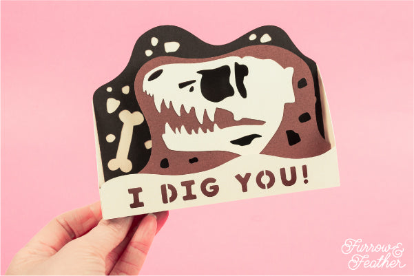 Dinosaur Valentine's Day Card SVG