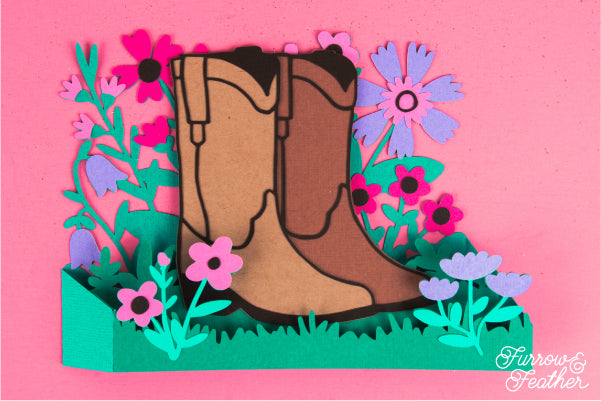 Wildflower Cowgirl Boots Card SVG