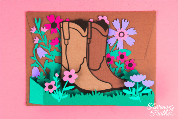 Wildflower Cowgirl Boots Card SVG
