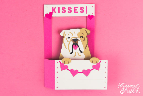 Dog Kissing Booth Card SVG - English Bulldog