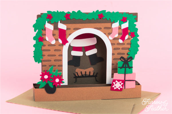 Santa in Chimney Card SVG