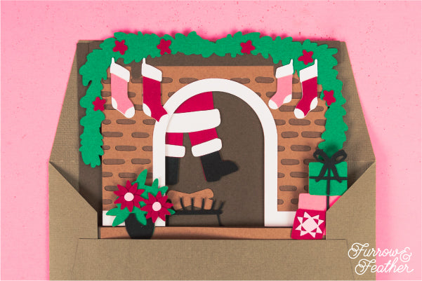 Santa in Chimney Card SVG