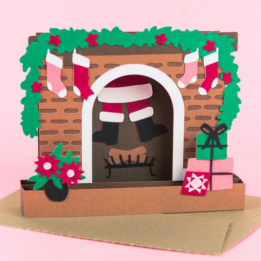 Santa in Chimney Card SVG