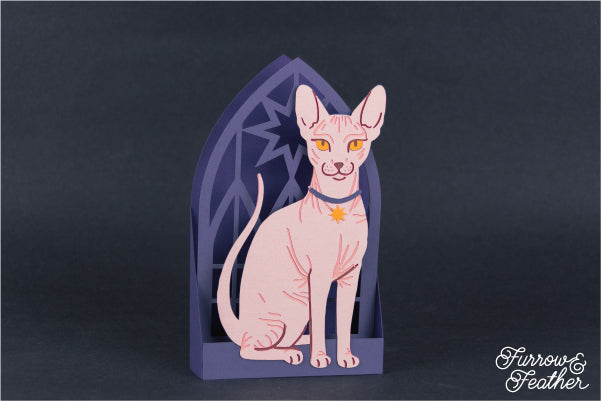 Halloween Sphynx Hairless Cat Card SVG
