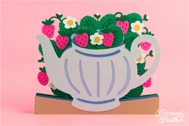 Strawberry Teapot Card SVG