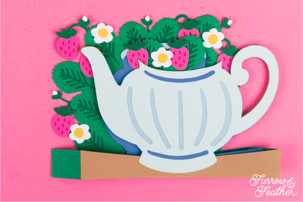 Strawberry Teapot Card SVG