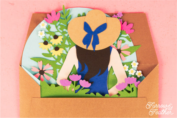 Sunhat with Wildflowers Card SVG