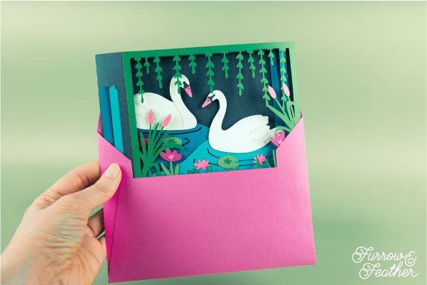 Elegant Swans Card SVG