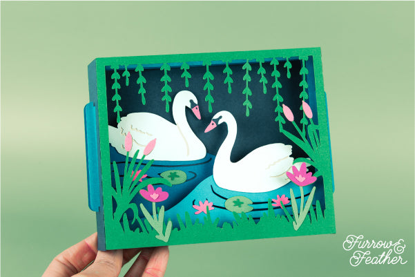 Elegant Swans Card SVG