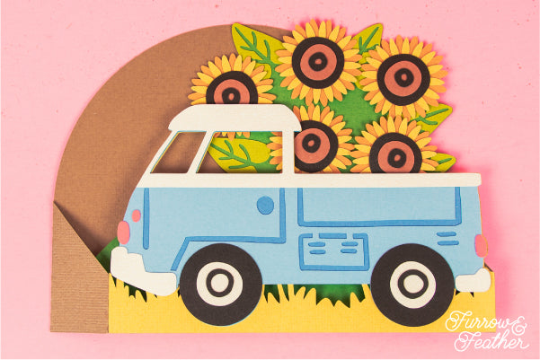 Truck with Sunflowers Card SVG