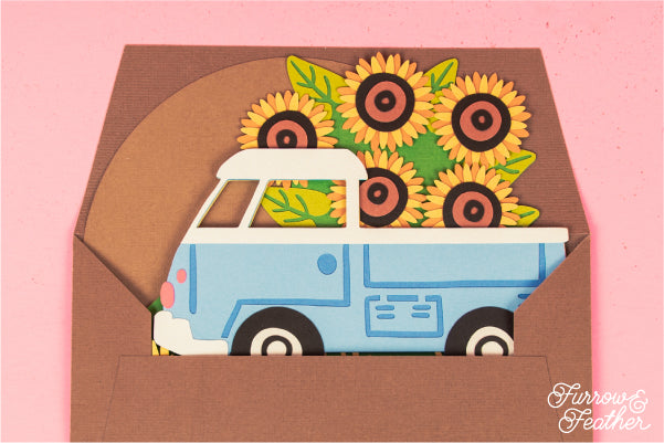 Truck with Sunflowers Card SVG
