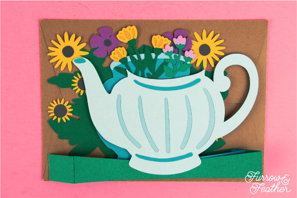 Wildflower Teapot Card SVG