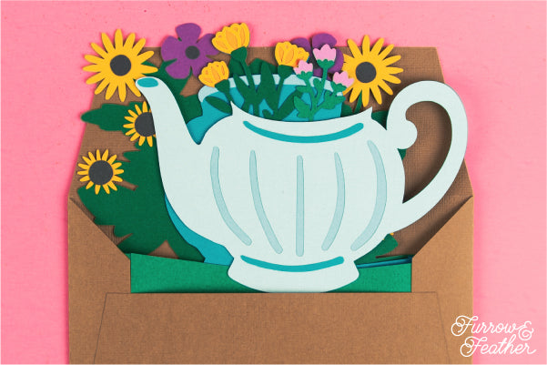 Wildflower Teapot Card SVG