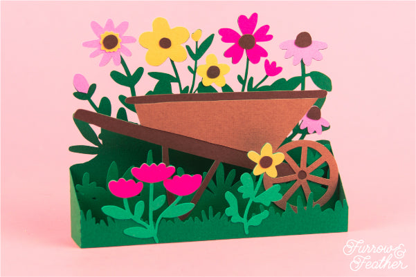 Wildflower Garden Wheelbarrow Card SVG