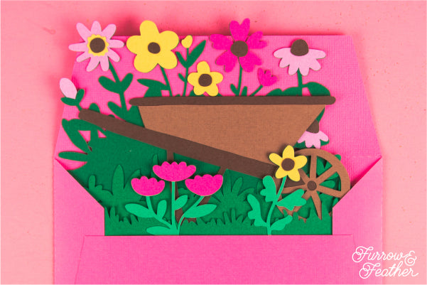 Wildflower Garden Wheelbarrow Card SVG