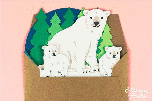 Winter Polar Bears Card SVG