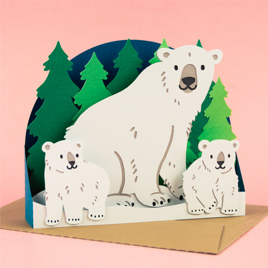 Winter Polar Bears Card SVG