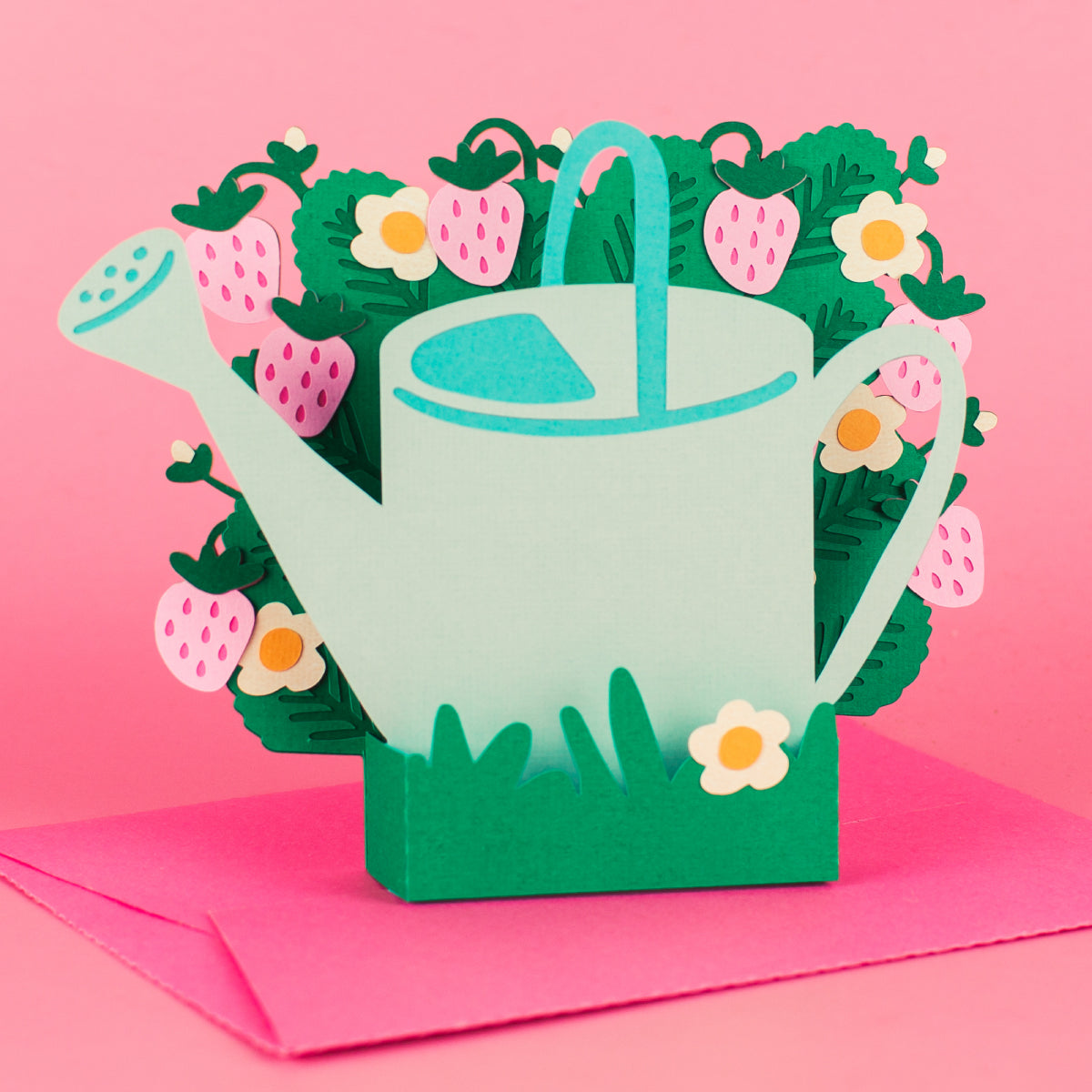 Watering Can with Strawberries Card SVG