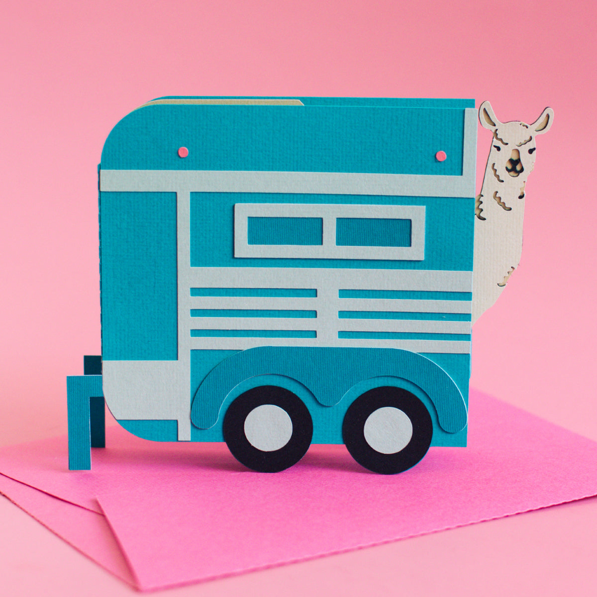 Llama Trailer Card SVG - side