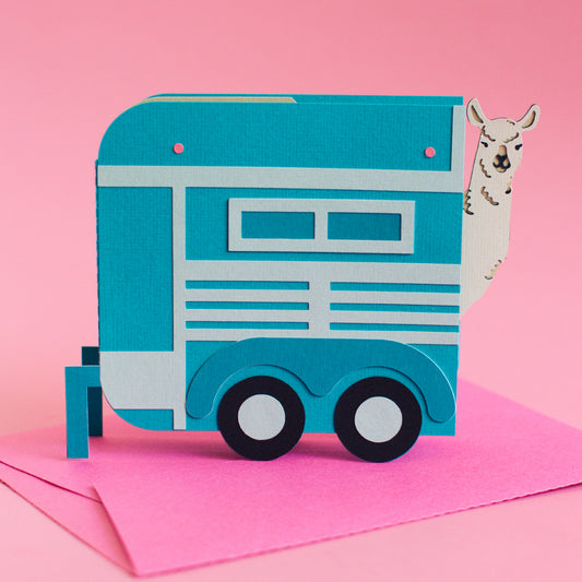 Llama Trailer Card SVG - side
