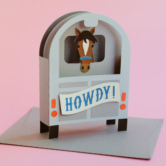Horse Trailer Card SVG - back