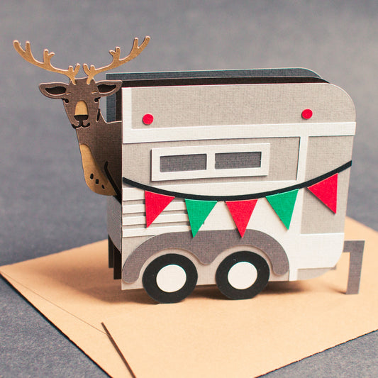 Christmas Reindeer Trailer Card SVG - side