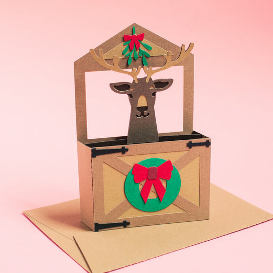 Christmas Reindeer Stall Card SVG