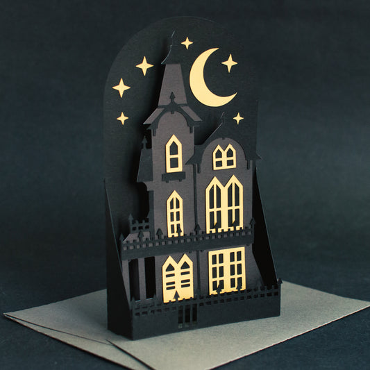 Halloween Haunted House Card SVG