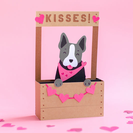 Dog Kissing Booth Card SVG - Boston Terrier