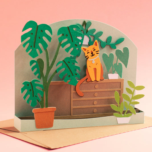 Cozy Living Room Cat Card SVG
