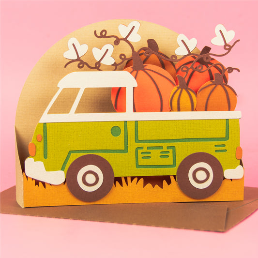 Truck with Pumpkins Card SVG