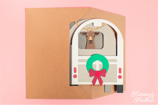 Reindeer Trailer Card SVG - back