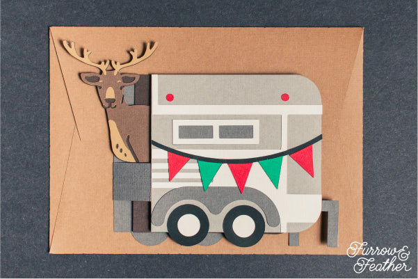 Christmas Reindeer Trailer Card SVG - side