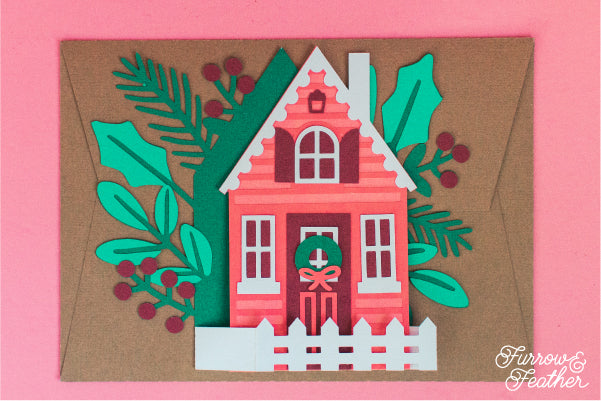 Christmas Holiday Cottage Card SVG