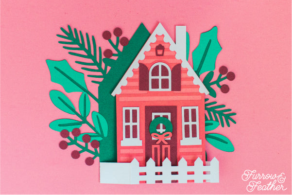 Christmas Holiday Cottage Card SVG