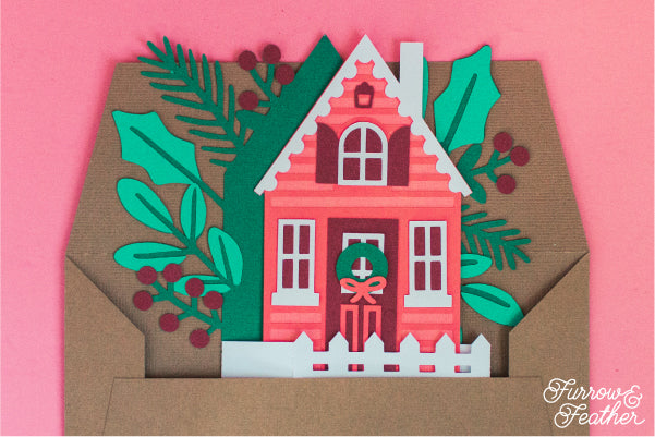 Christmas Holiday Cottage Card SVG