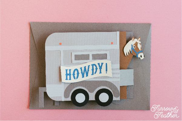 Horse Trailer Card SVG - side