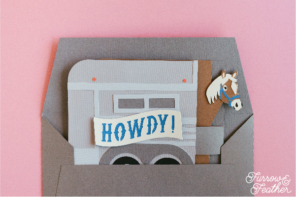 Horse Trailer Card SVG - side