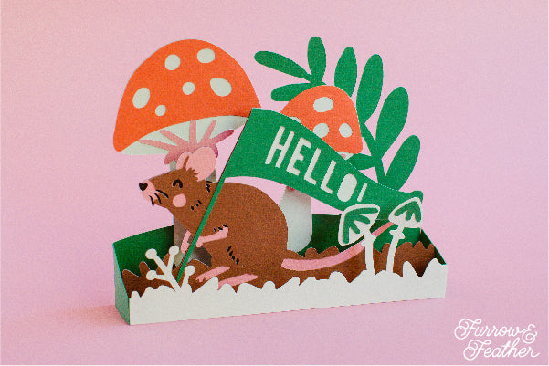 Mouse with Mushrooms Card SVG