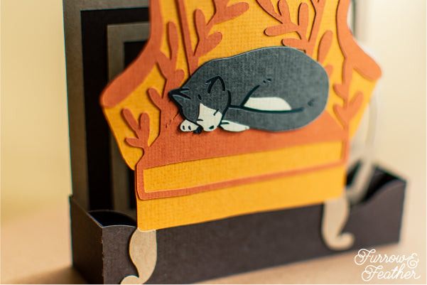 Sleeping Cat Bookshelf Card SVG