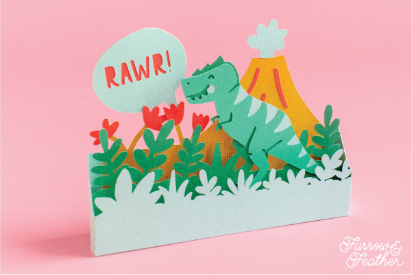 Birthday Dinosaur Card SVG