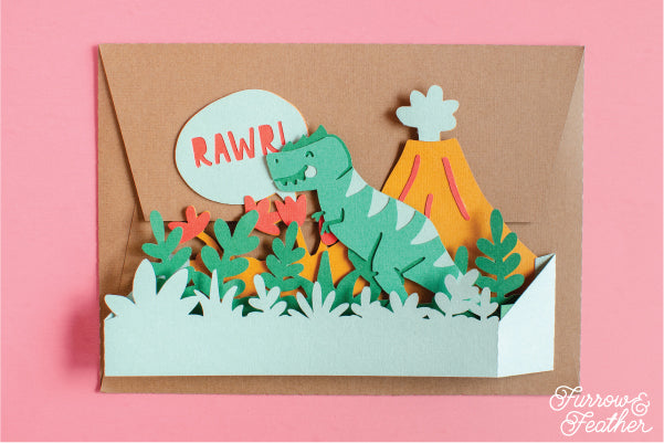 Birthday Dinosaur Card SVG