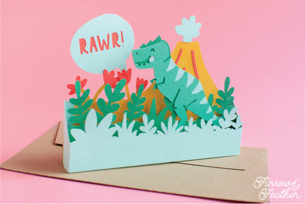 Birthday Dinosaur Card SVG