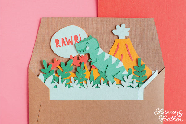 Birthday Dinosaur Card SVG